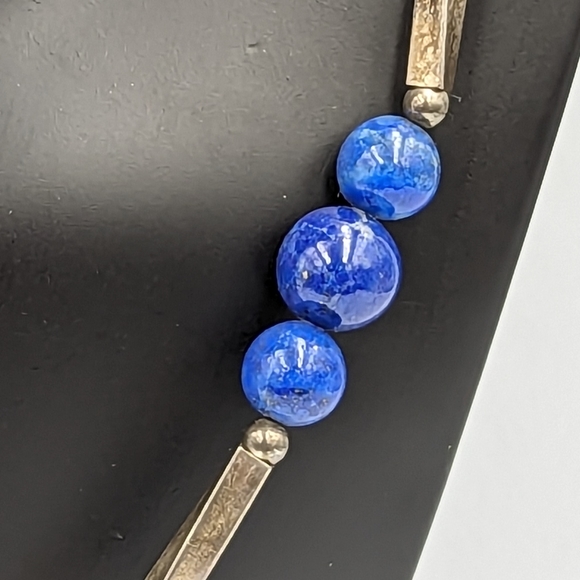 Vintage Lapis Lazuli Sterling Silver Necklace - Picture 5 of 11